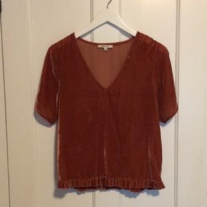 Madewell Short Sleeved Velvet Top